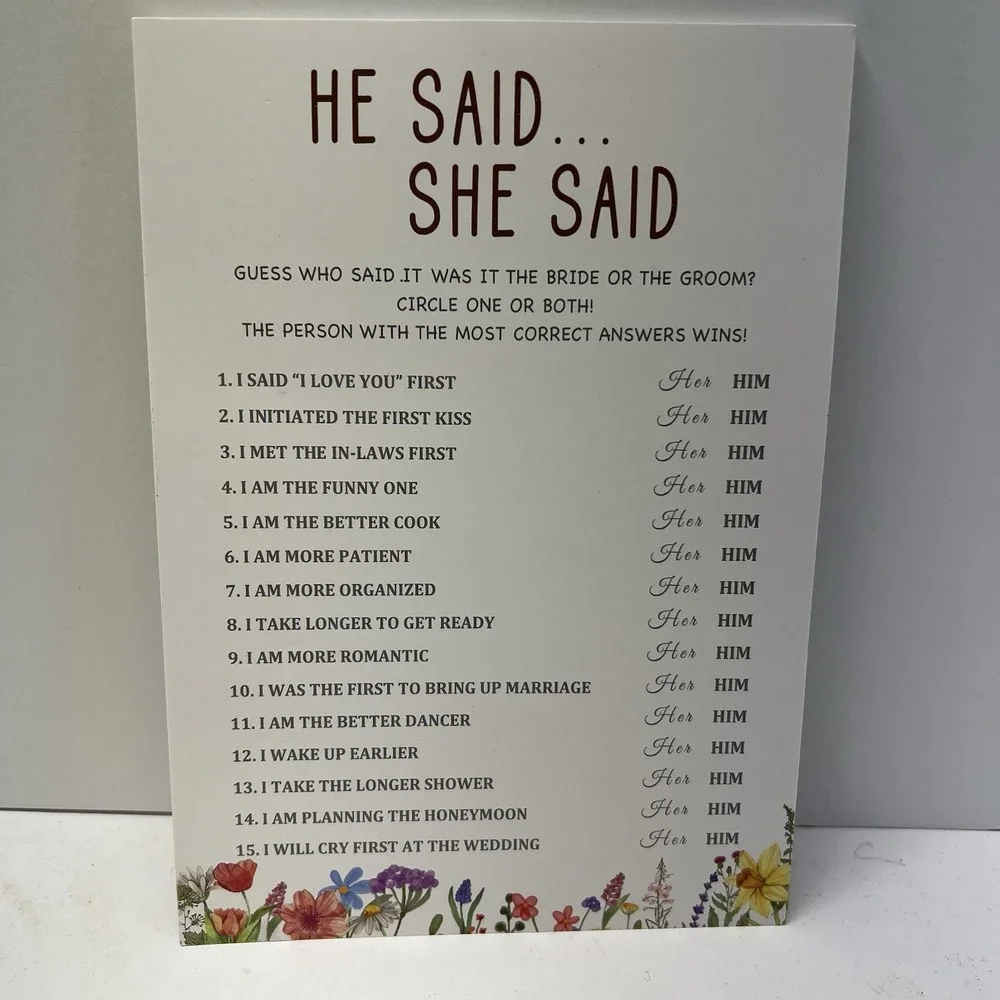 79 Pieces Wedding Advice Shower Games Wildflower Theme Flowers